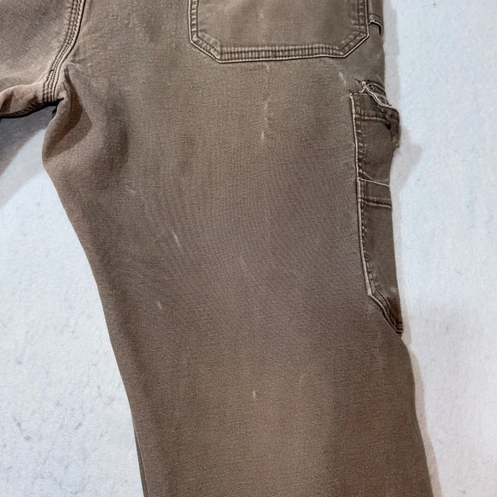 Smith's Workwear Cargo Pants Mens 34x30 Brown Good Fleece Lined Stretch Utility